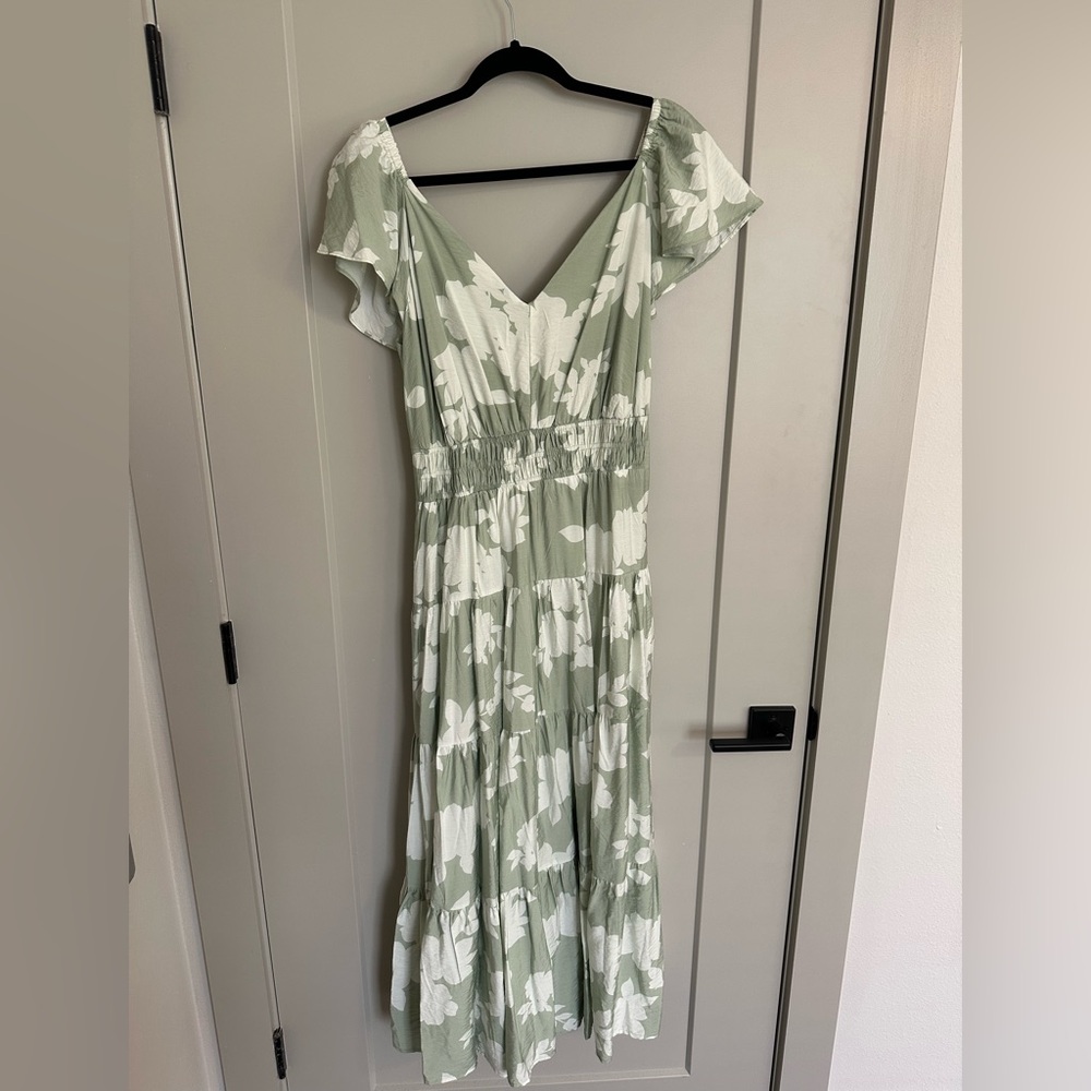 Sage Green Floral Maxi Dress